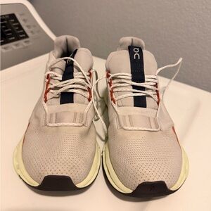 On Running Athletic Shoes in Cream and Black